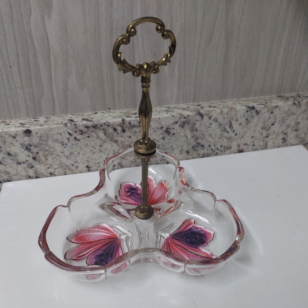 Bayel Pink Transparent Crystal  Hors d' Oeuvre Server/Appetizer Tray